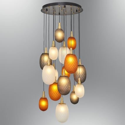 Lysekrone på wire CACTUS 16xG9/5W/230V kobber/grå/hvid