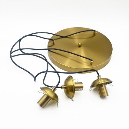 Lysekrone på wire CRISTAL 3xE14/15W/230V messing/røgfarvet beige