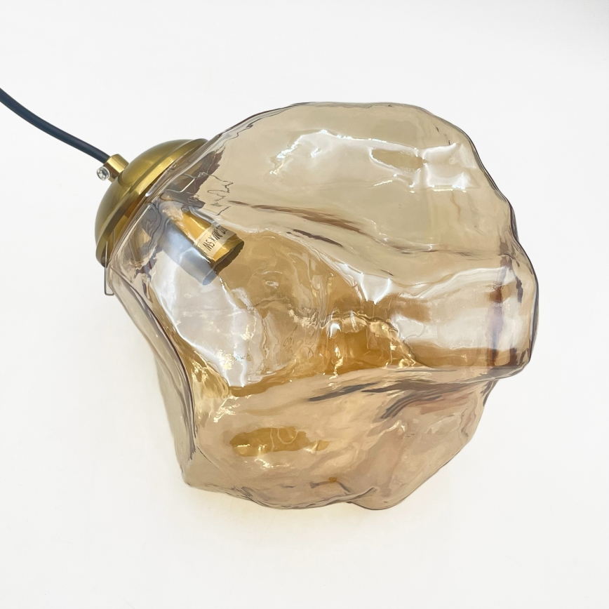 Lysekrone på wire CRISTAL 3xE14/15W/230V messing/røgfarvet beige