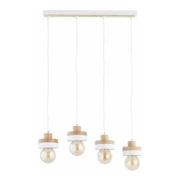Lysekrone på wire LARSO 4xE27/15W/230V hvid/beige