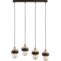 Lysekrone på wire LARSO 4xE27/15W/230V sort/beige