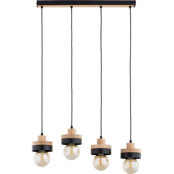 Lysekrone på wire LARSO 4xE27/15W/230V sort/beige