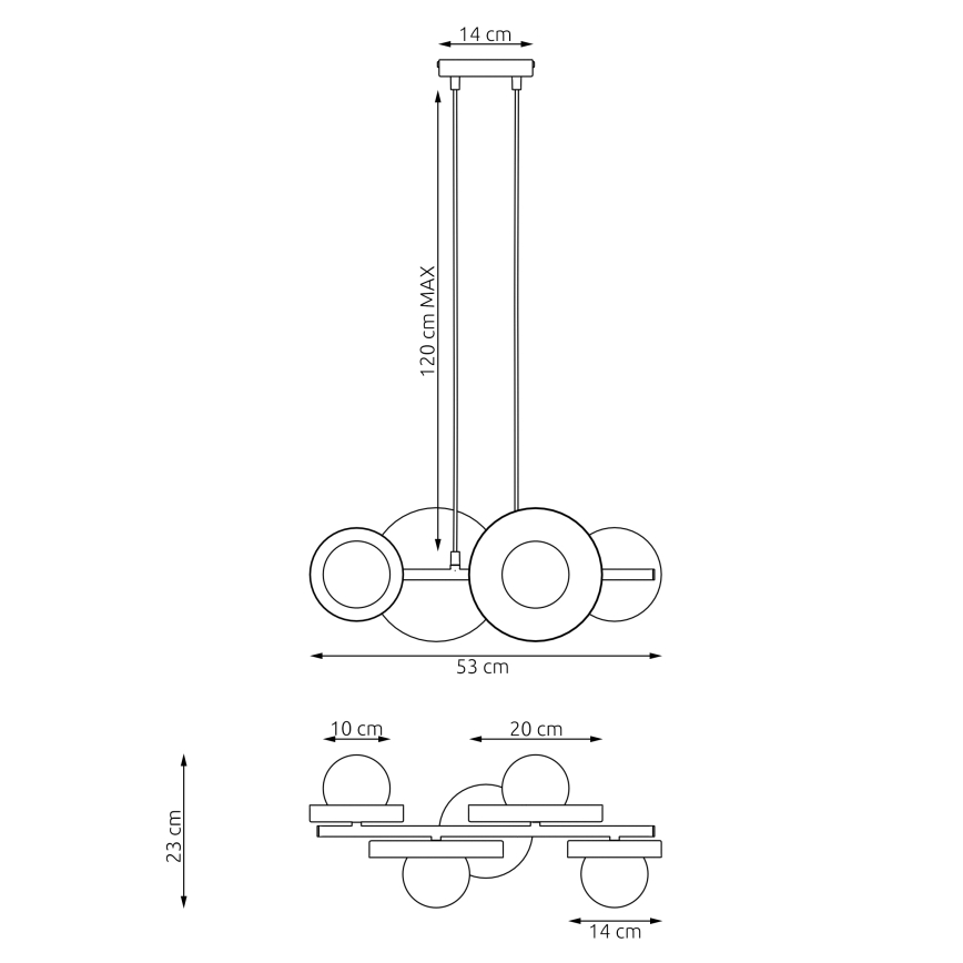 Lysekrone på wire, MODEL 4xG9/8W/230V, hvid
