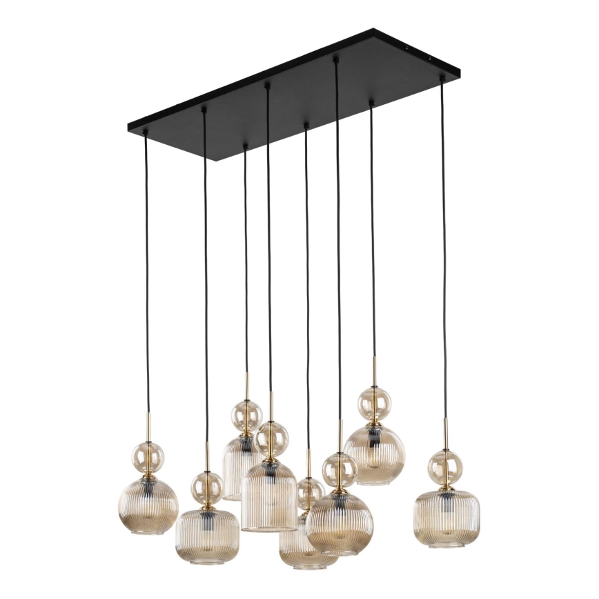 Lysekrone på wire SOPHIA 8xE14/10W/230V sort/røget beige