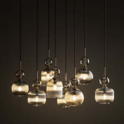 Lysekrone på wire SOPHIA 8xE14/10W/230V sort/røget beige