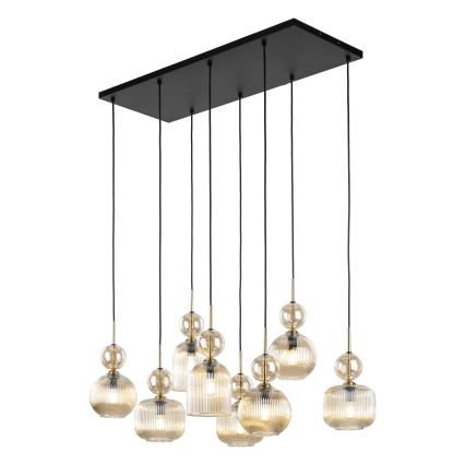 Lysekrone på wire SOPHIA 8xE14/10W/230V sort/røget beige