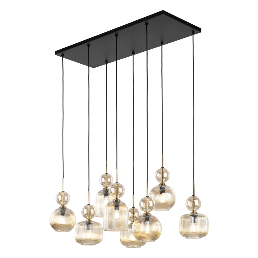 Lysekrone på wire SOPHIA 8xE14/10W/230V sort/røget beige