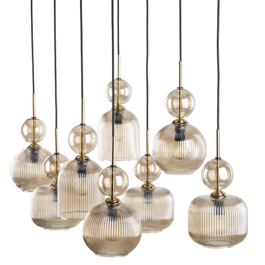 Lysekrone på wire SOPHIA 8xE14/10W/230V sort/røget beige