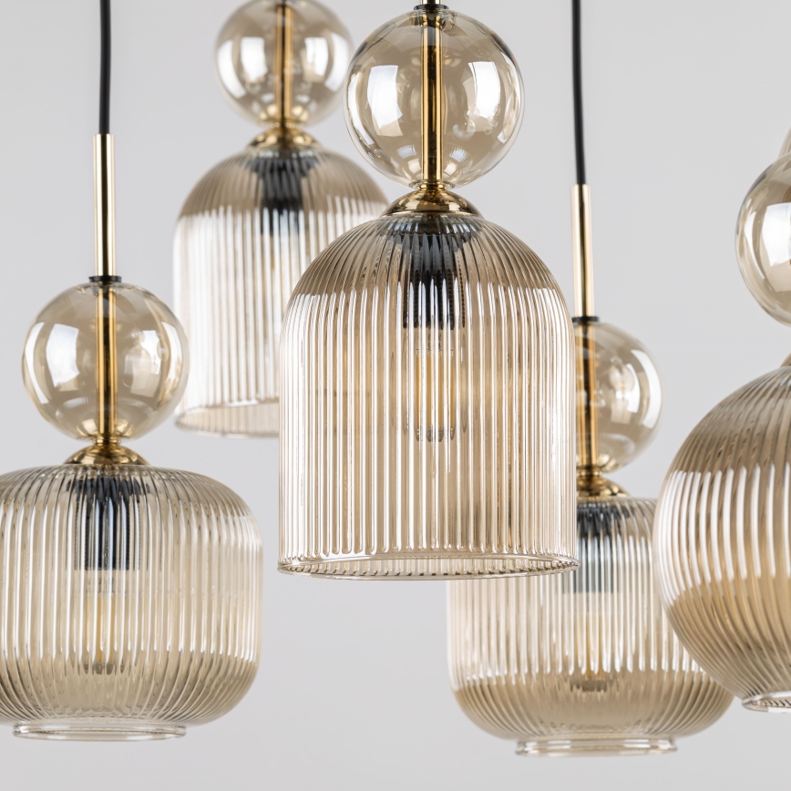 Lysekrone på wire SOPHIA 8xE14/10W/230V sort/røget beige