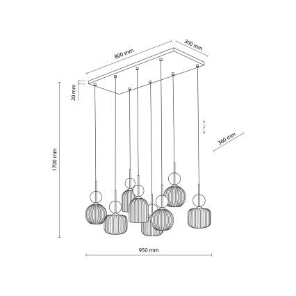 Lysekrone på wire SOPHIA 8xE14/10W/230V sort/røget beige