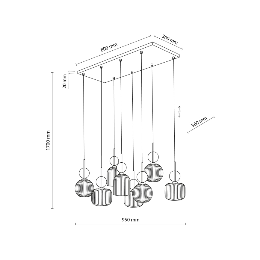 Lysekrone på wire SOPHIA 8xE14/10W/230V sort/røget beige