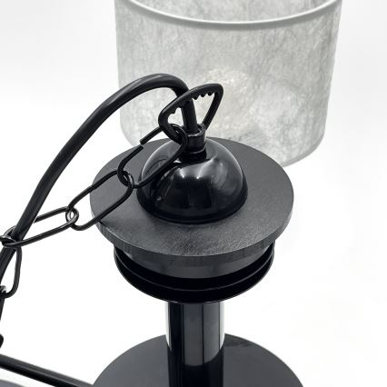 Lysekrone ROSA med kæde 5xE27/60W/230V, sort/grå