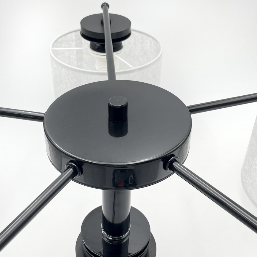 Lysekrone ROSA med kæde 5xE27/60W/230V, sort/grå