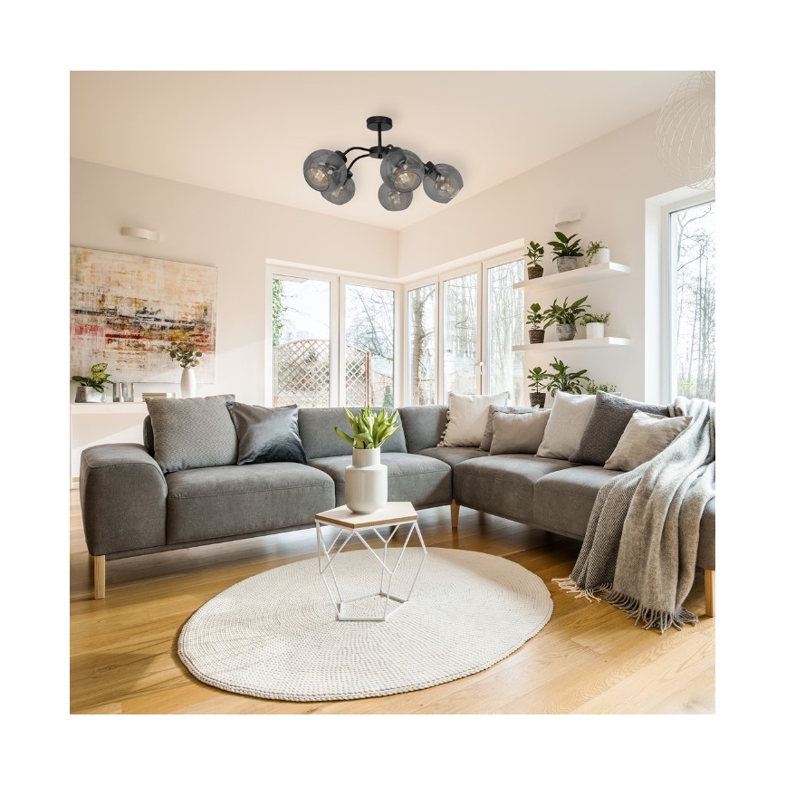 Lysekrone SOFIA 5xE27/60W/230V sort