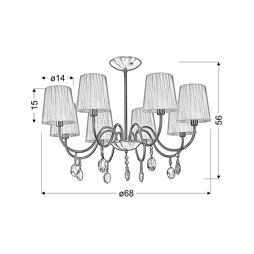Lysekrone SORENTO 8xE14/40W/230V sort