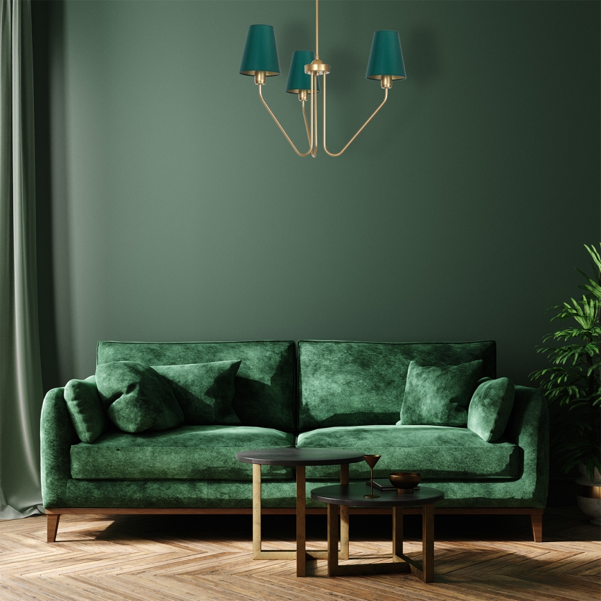 Lysekrone VICTORIA 3xE27/60W/230V grøn