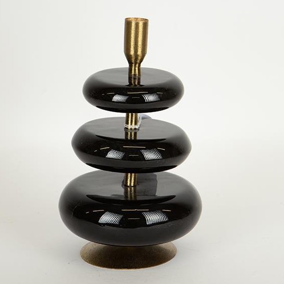 Lysestage 23x15 cm sort/guldfarvet