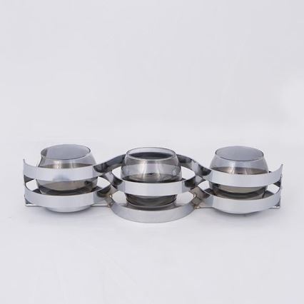 Lysestage 33,5x10x8 cm i poleret krom