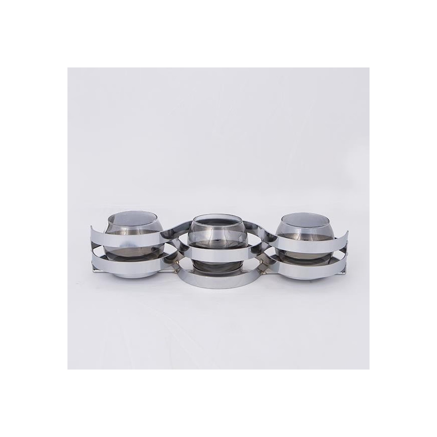 Lysestage 33,5x10x8 cm i poleret krom