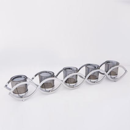 Lysestage 54x8x8 cm, blank krom
