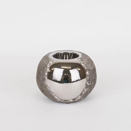 Lysestage 7,5x10,5 cm sølv/brun