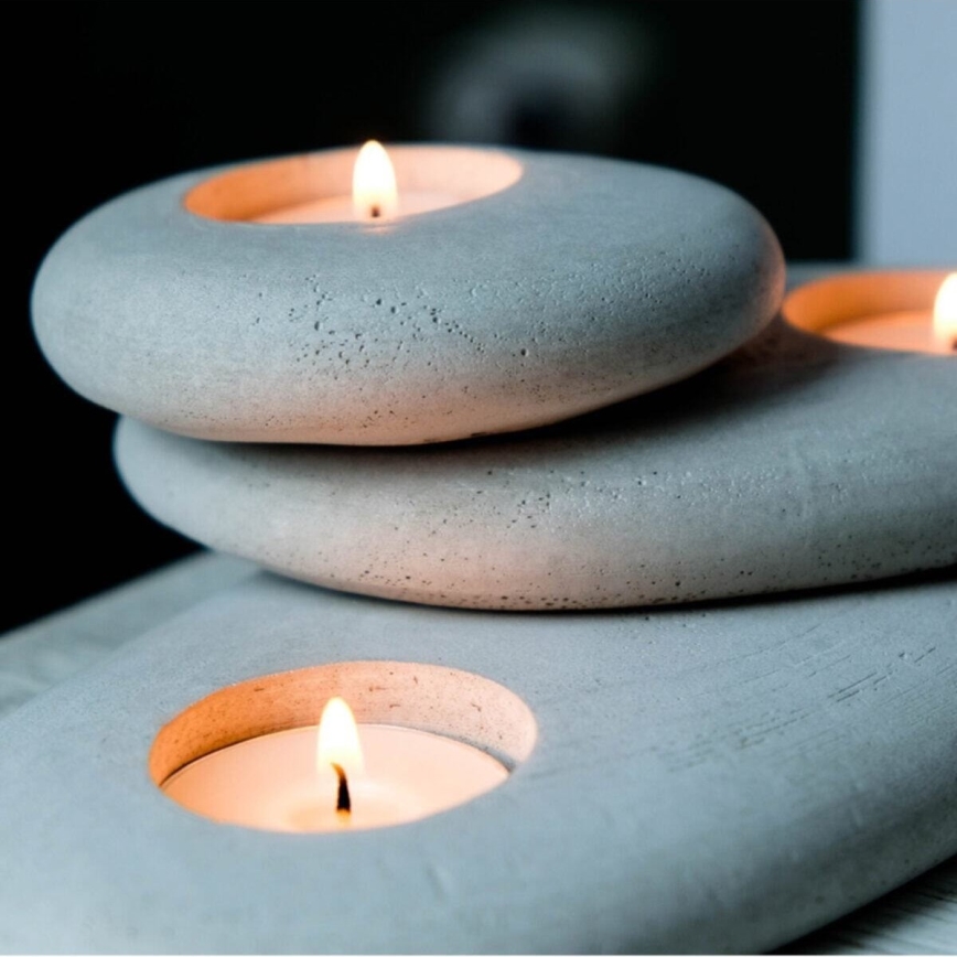 Lysestager 3 stk. 21,5 cm/15 cm/9 cm beton