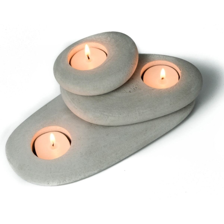 Lysestager 3 stk. 21,5 cm/15 cm/9 cm beton