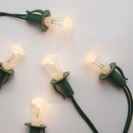Lyskæde LANTERN 12xE10/10,7 m varmt hvidt lys - Fremstillet i Europa