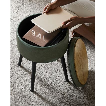 Læderpuf CORE grøn