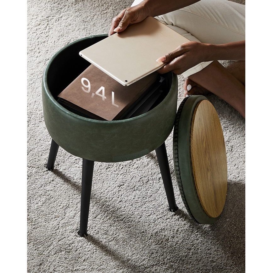 Læderpuf CORE grøn