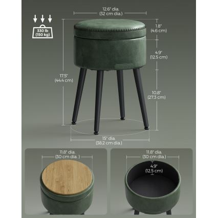 Læderpuf CORE grøn