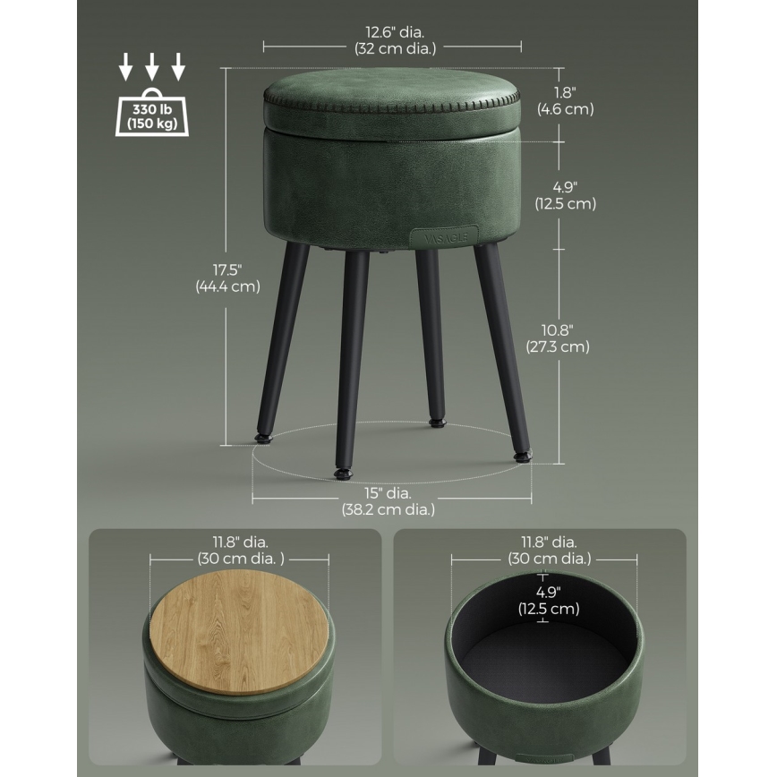 Læderpuf CORE grøn