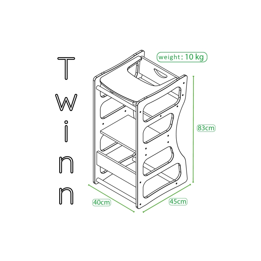 Læringstårn TWINN 83x45 cm brun