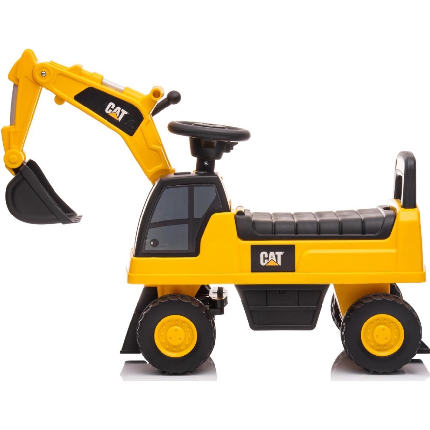 Løbecykel gravemaskine CAT 2xAA gul/sort