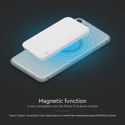 Magnetisk powerbank med trådløs opladning Power Delivery 10 000mAh/20W/3,7V hvid