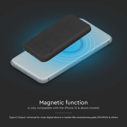 Magnetisk powerbank med trådløs opladning Power Delivery 10 000mAh/20W/3,7V sort