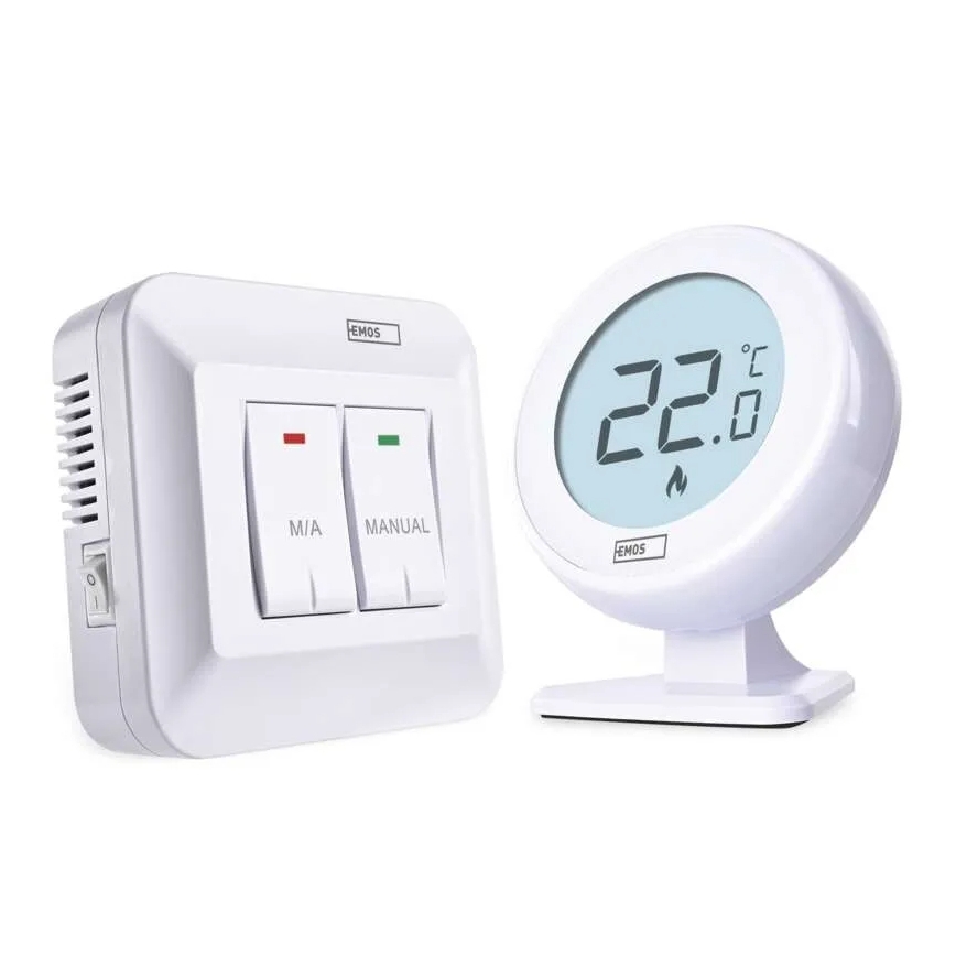 Manuel trådløs rumtermostat 230V/16A, 2xAA, hvid