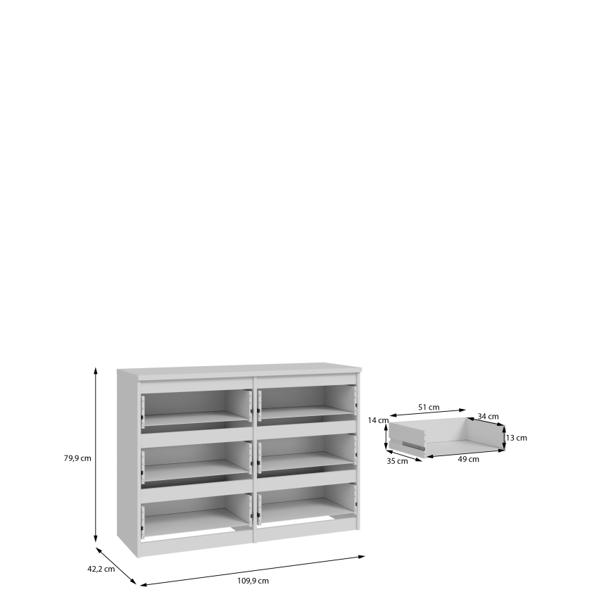 MAO kommode med skuffer, hvid