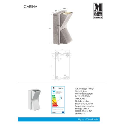 Markslöjd 104734 - Udendørs LED væglampe CARINA 2xLED/1W/230V IP44
