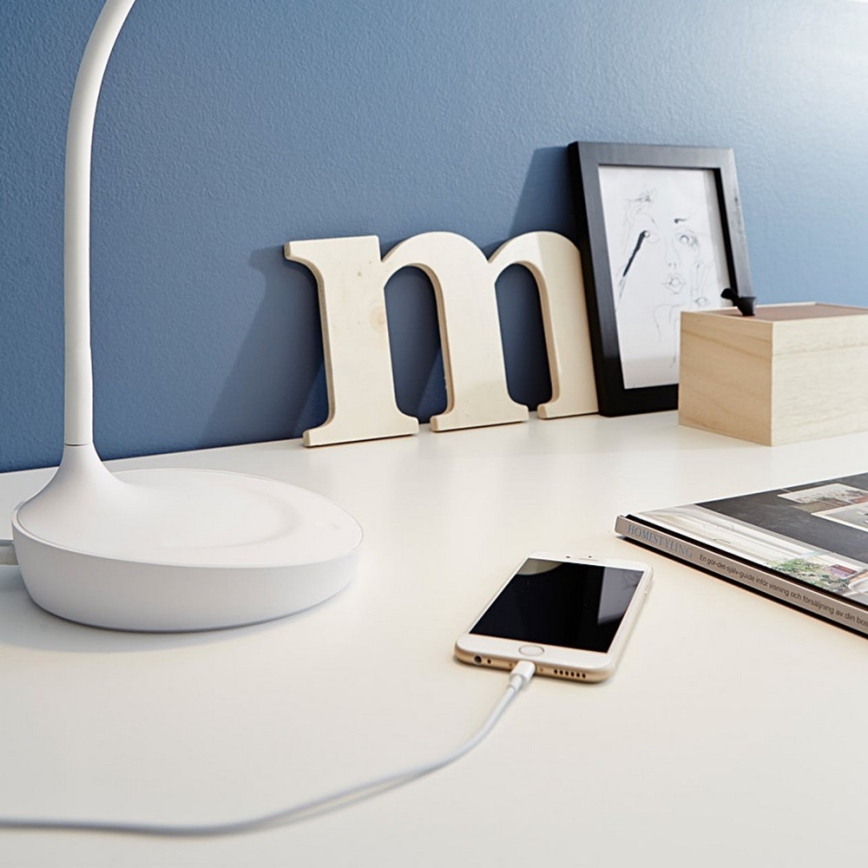 Markslöjd 106093 - LED bordlampe m. USB dæmpbar SWAN LED/4,6W/230V