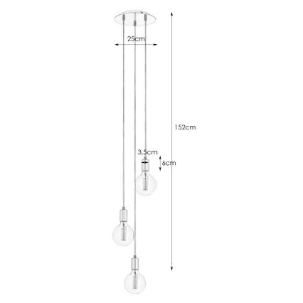 Markslöjd 106334 - Pendel SKY 3xE27/60W/230V