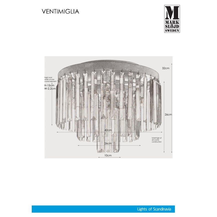 Markslöjd 106563 - Krystal loftslampe VENTIMIGLIA 4xE14/40W/230V
