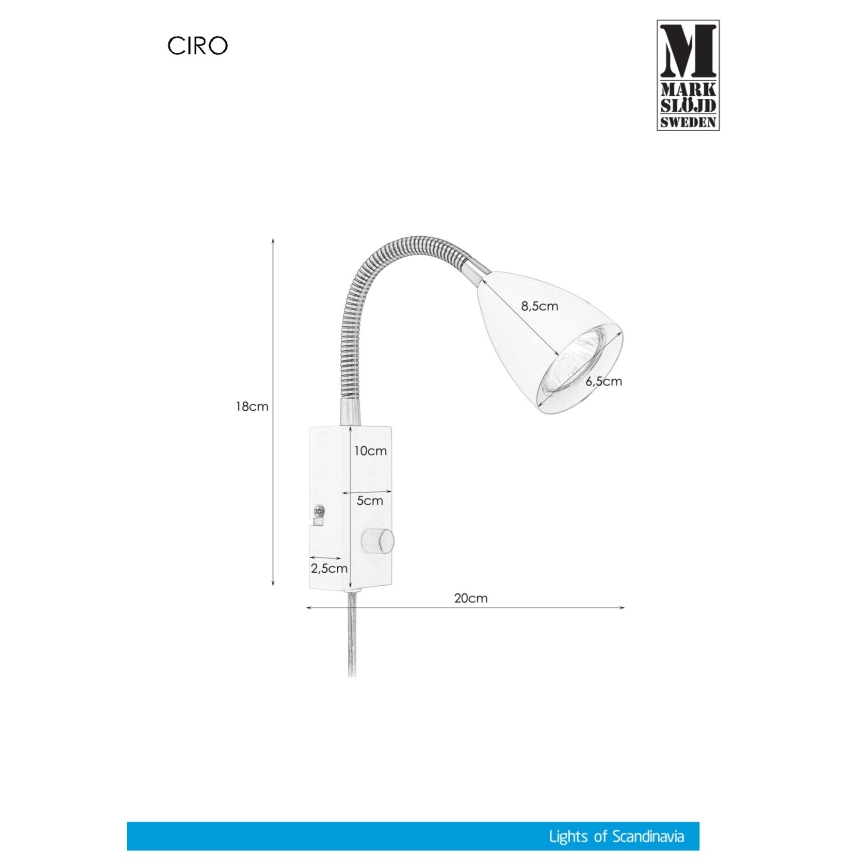 Markslöjd 106588 - Væglampe dæmpbar CIRO 1xGU10/7W/230V hvid