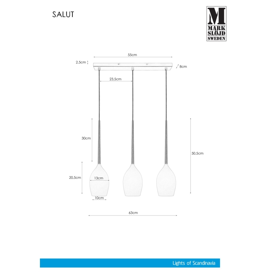 Markslöjd 106808 - Lysekrone i en snor SALUTE 3xE14/40W/230V