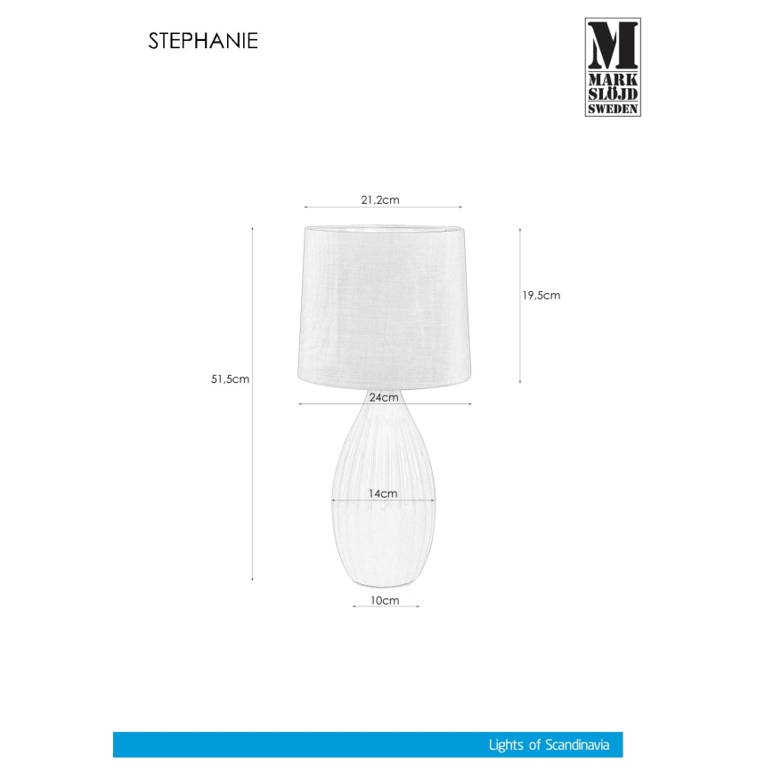 Markslöjd 106887 - Bordlampe STEPHANIE 1xE27/60W/230V