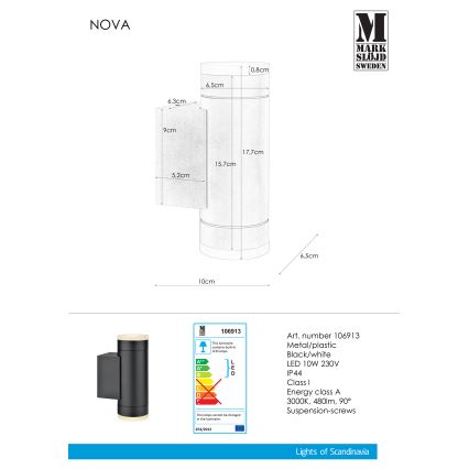 Markslöjd 106913 - Udendørs LED væglampe NOVA 2xLED/5,5W/230V IP44