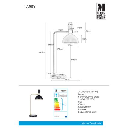 Markslöjd 106973 - Lysdæmpende bordlampe LARRY 1xE27/60W/230V