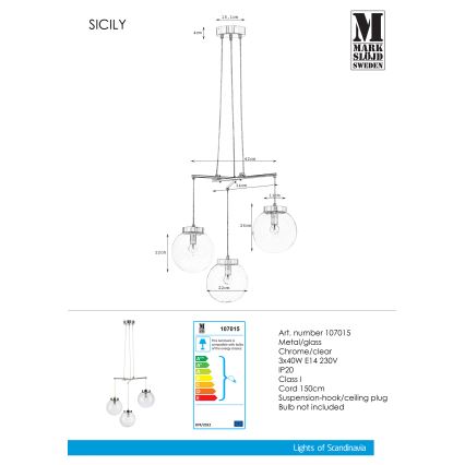 Markslöjd 107015 - Lysekrone i en snor SICILY 3xE14/40W/230V