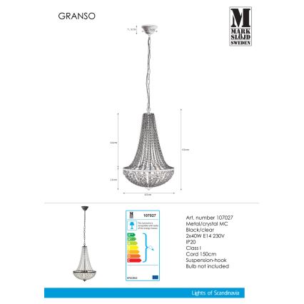 Markslöjd 107027 - Krystal kædelysekrone GRÄNSÖ 2xE14/40W/230V