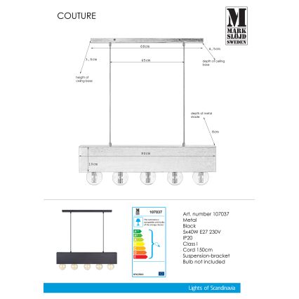 Markslöjd 107037 - Lysekrone i en snor COUTURE 5xE27/40W/230V